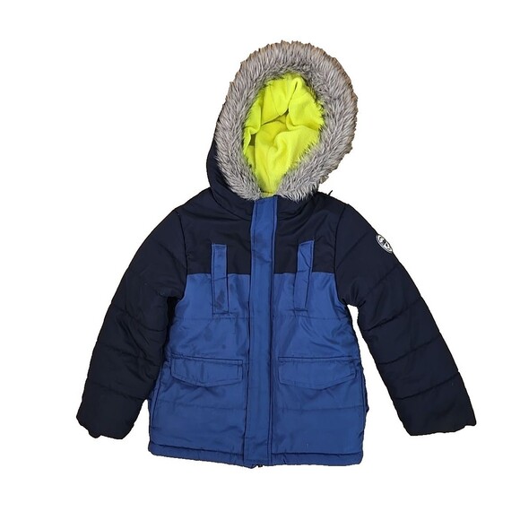 Osh Kosh BGosh Fleece Lined Parka Winter Coat Kid 6 Blue Winter Logo Patch Warm - Picture 1 of 8